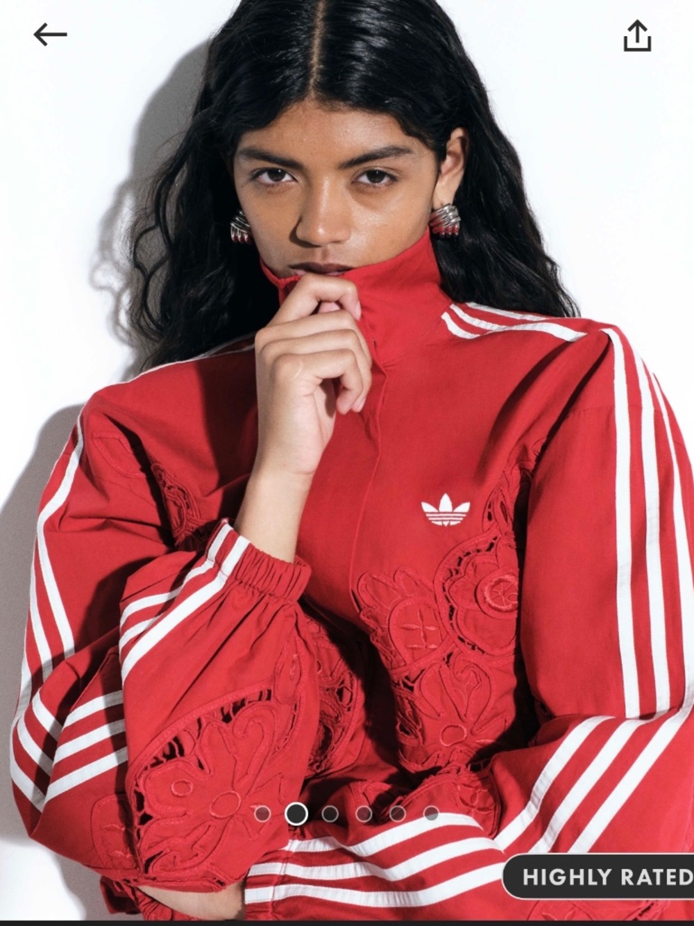 Adidas original x ASOS oversized cutwork track jacket in red - Picture 3 of 4